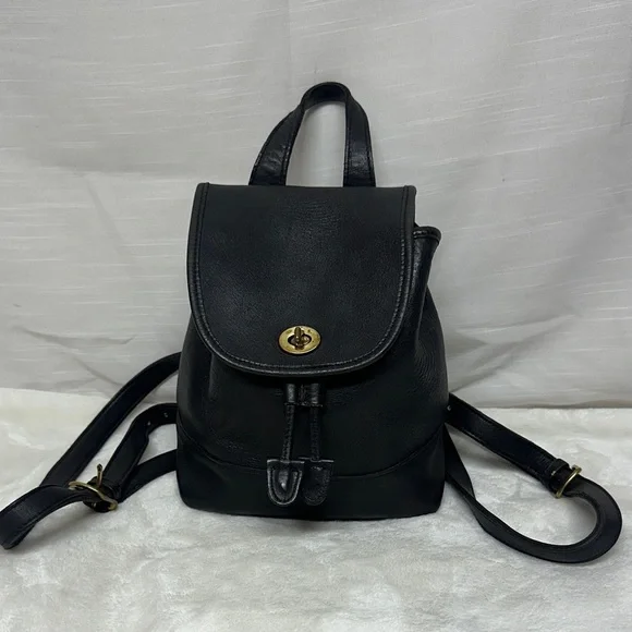 Coach Mini Leather Backpack Glove Tan Turn Lock Vintage Brass hardware - Picture 1 of 16